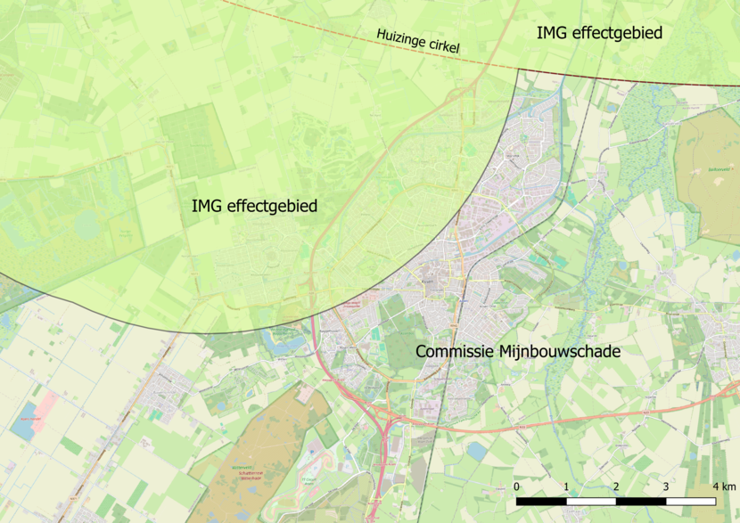 Werkgebied van Instituut Mijnbouwschade Groningen (IMG)